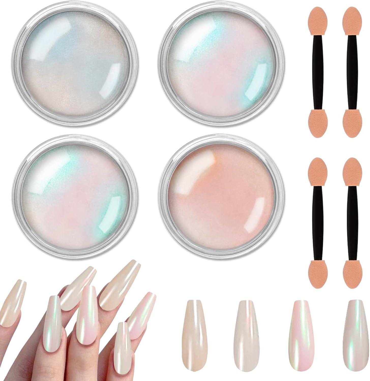 Allstarry Chrome Nail Powder Metallic Mirror Effect Pigment Iridescent Aurora, Mermaid Pearl Glitter Dust Kit for Gel Polish Nail Art Decoration, Resin Craft- Violet Green Emerald