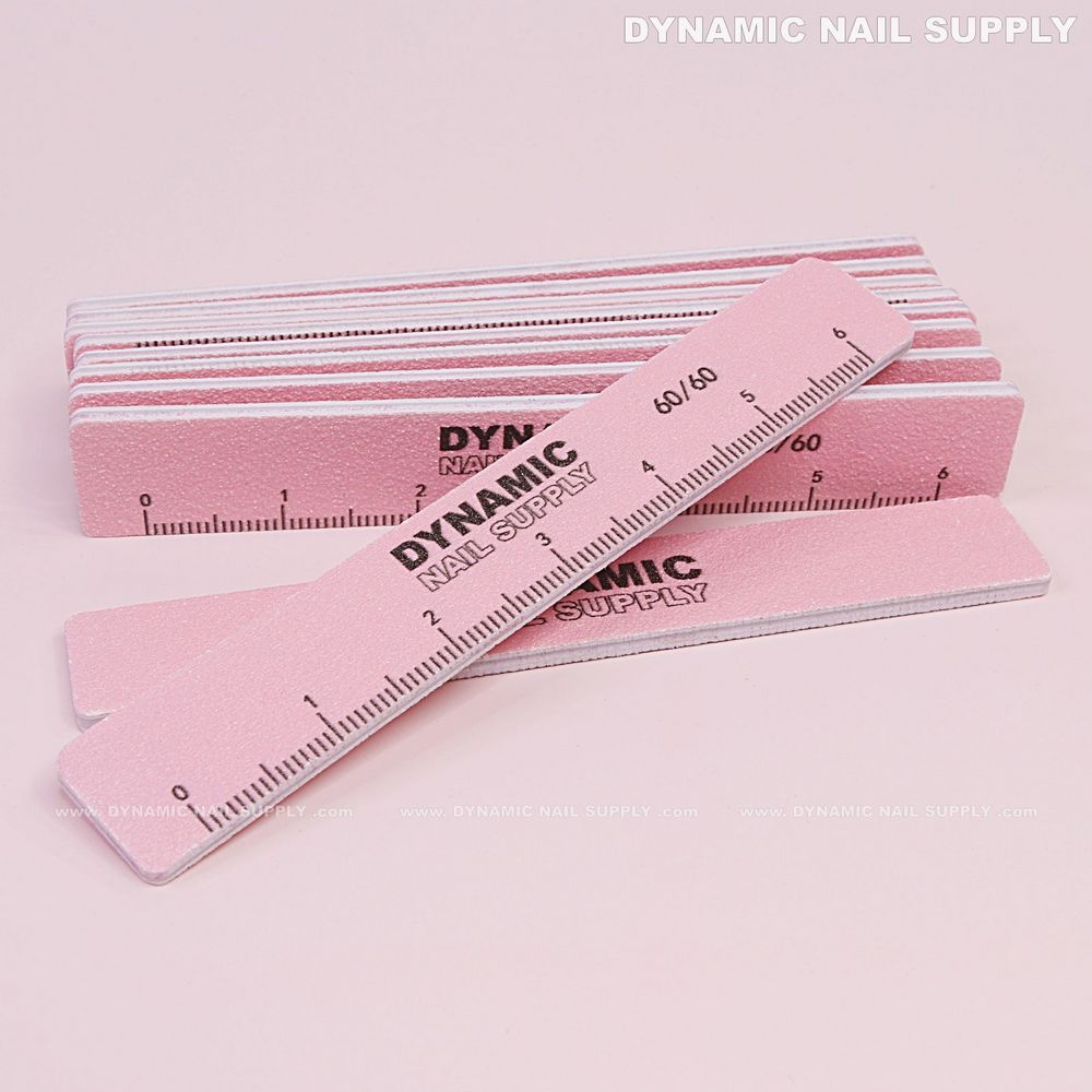 Pink 60/60 grit square nail files pack - 3