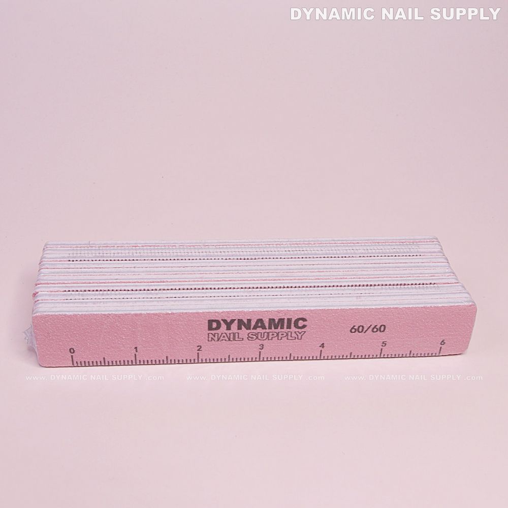 Pink 60/60 grit square nail files pack - 5
