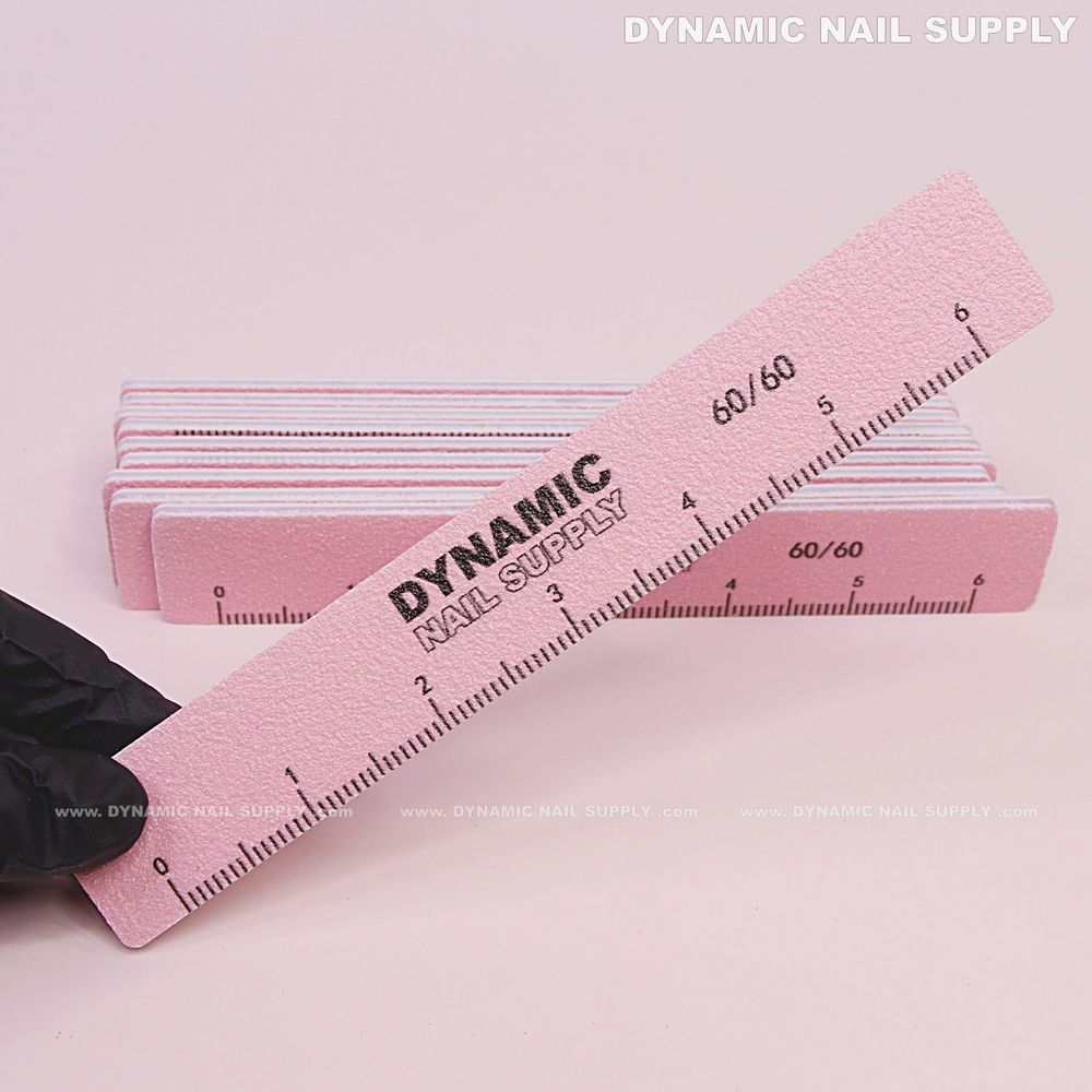 Pink 60/60 grit square nail files pack - 6
