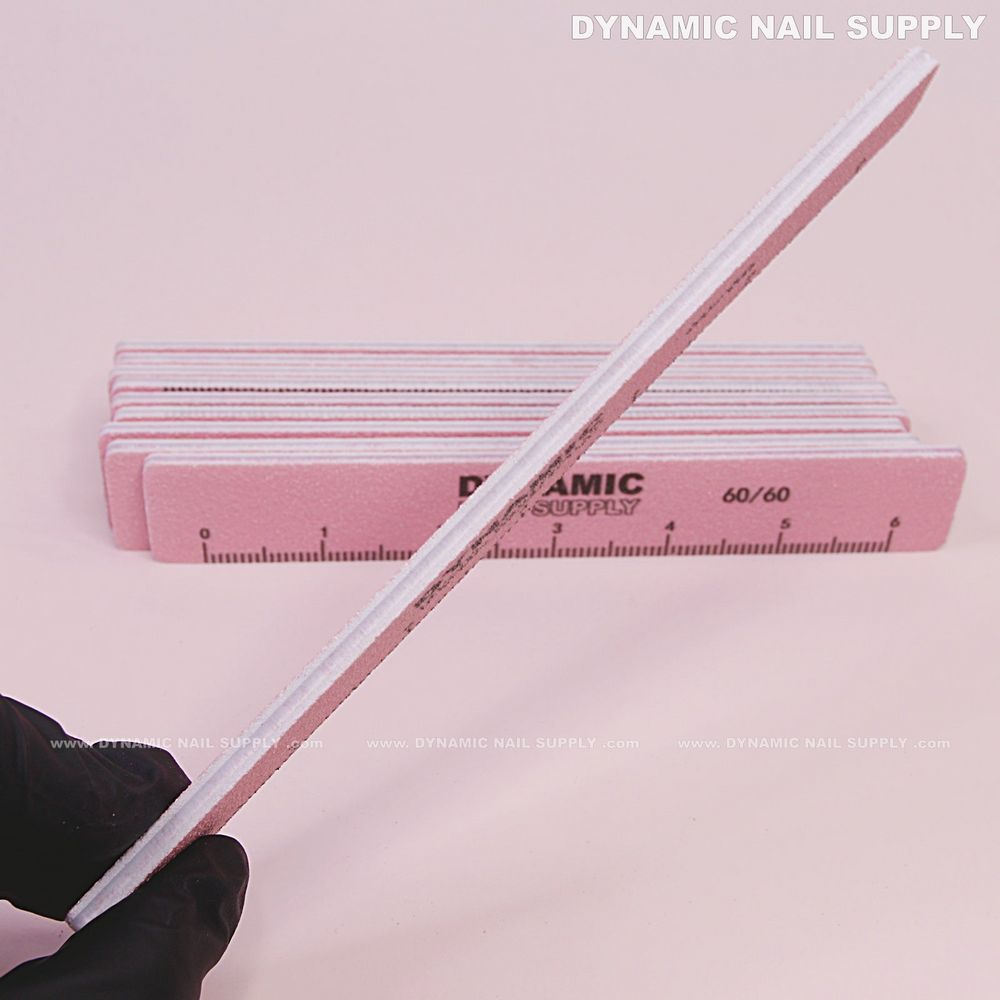 Pink 60/60 grit square nail files pack - 7