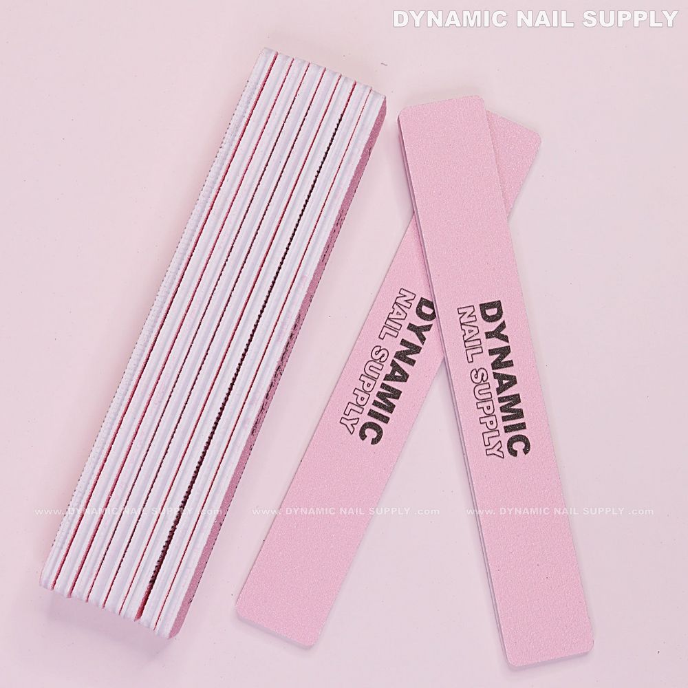Pink 60/60 grit square nail files pack - 8