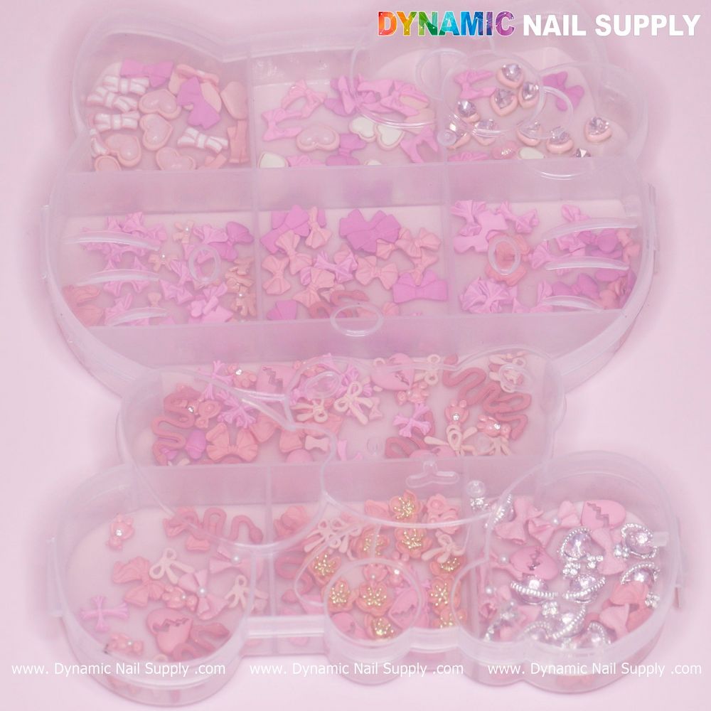 pink nail charms multi-shape set - 3