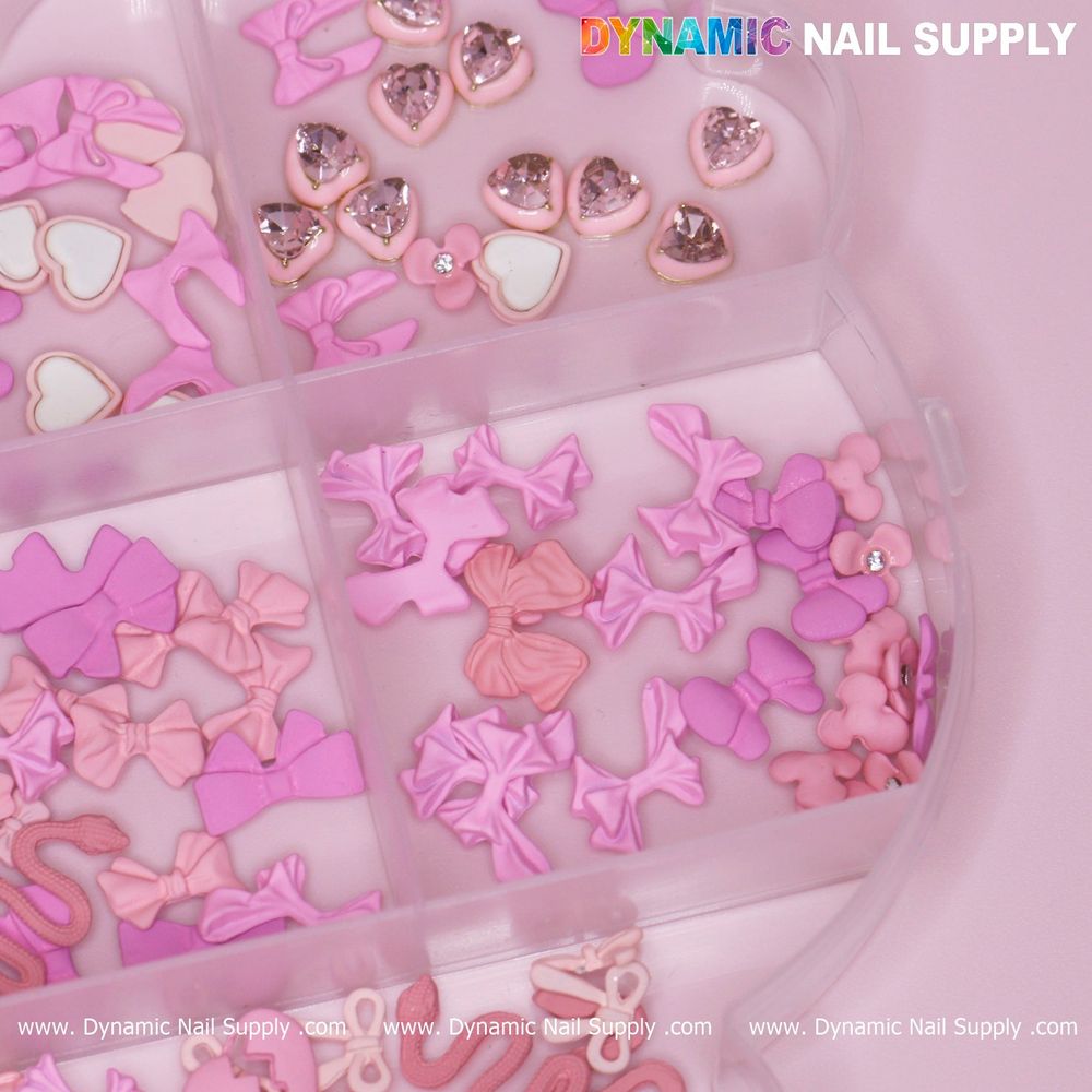 pink nail charms multi-shape set - 8