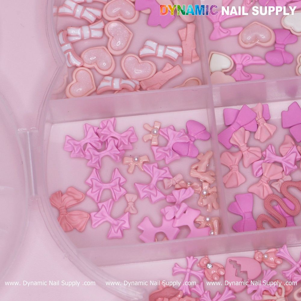 pink nail charms multi-shape set - 9