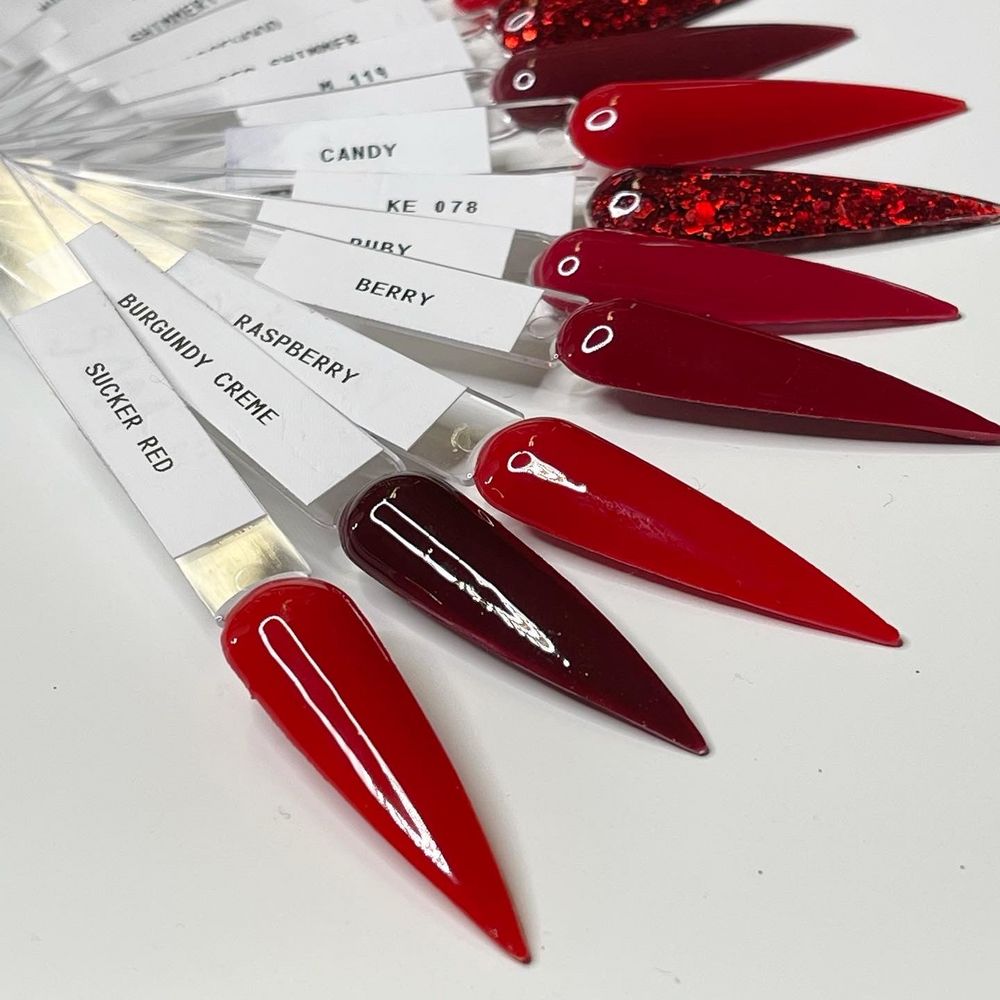red acrylic powder collection jars - 2