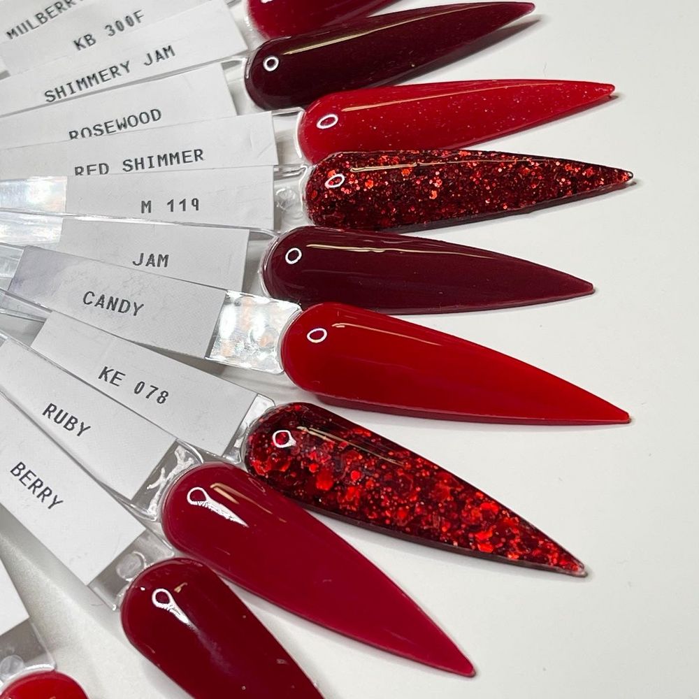 red acrylic powder collection jars - 3