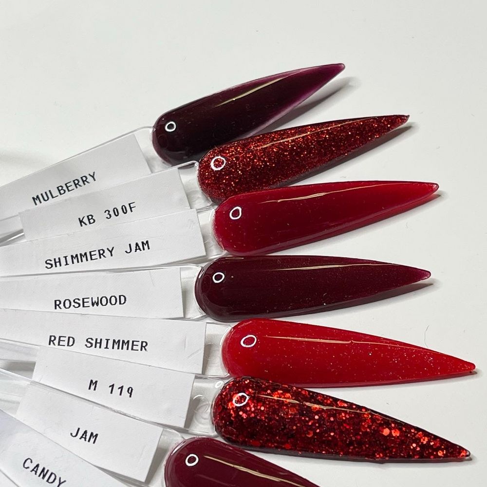 red acrylic powder collection jars - 4