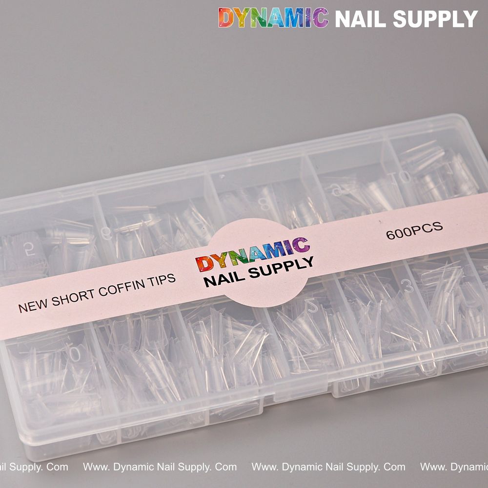 clear short coffin nail tips 600pcs - 11