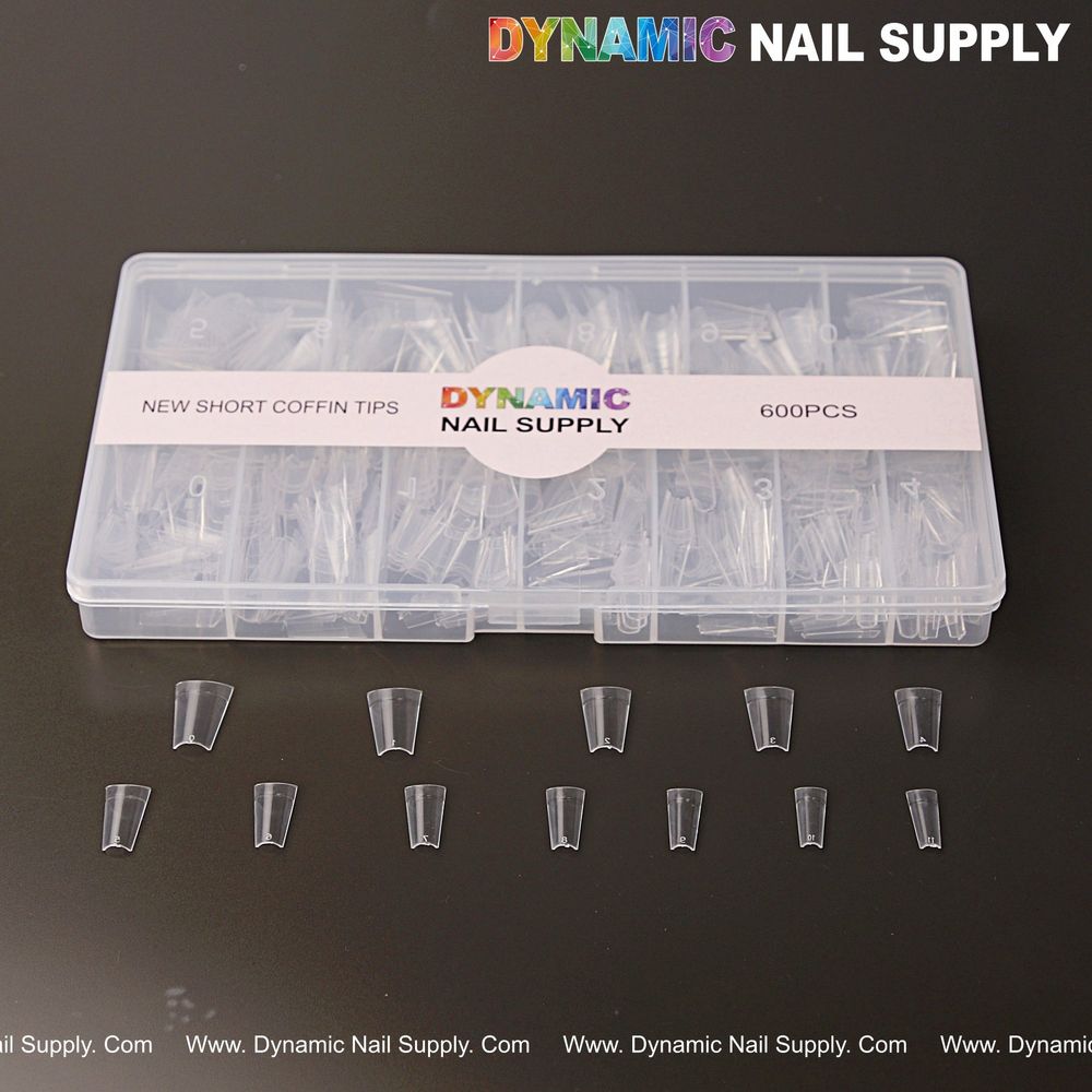 clear short coffin nail tips 600pcs - 2