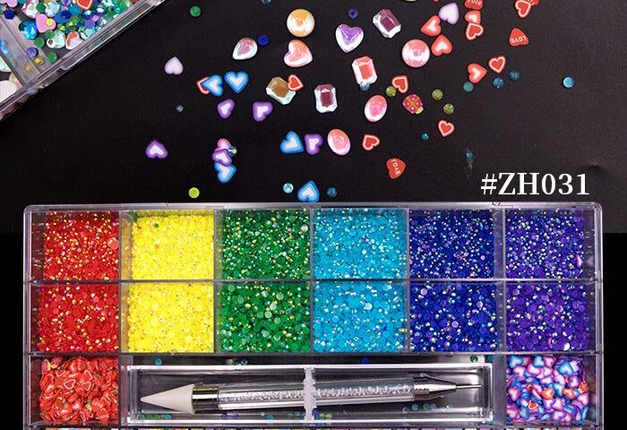 Summer Nail Rhinestone Set for Bright Mixed Shapes